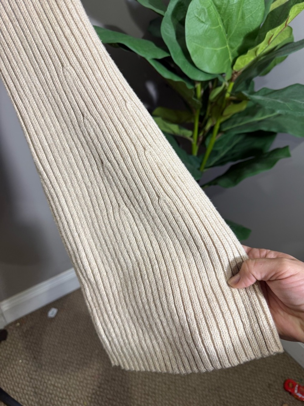 sofia by sofia vergara Beige Ribbed Zip-Front Cardigan - Picture 3 of 6